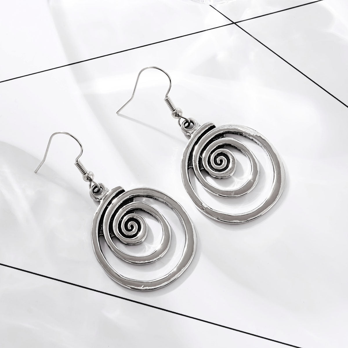 RETRO Geometric Spiral Distressed Earrings Personality