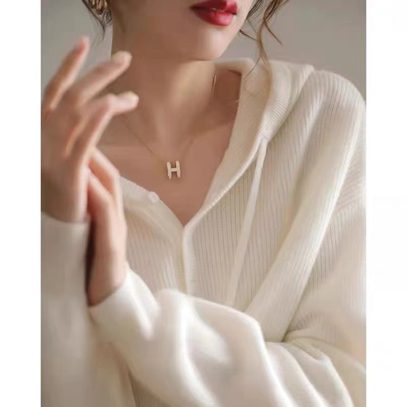 Lazy Classic Style V-neck Pure Wool Sweater
