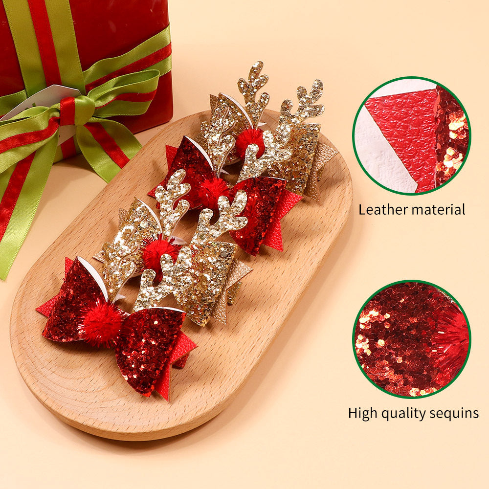 European And American Children Christmas Antlers Barrettes