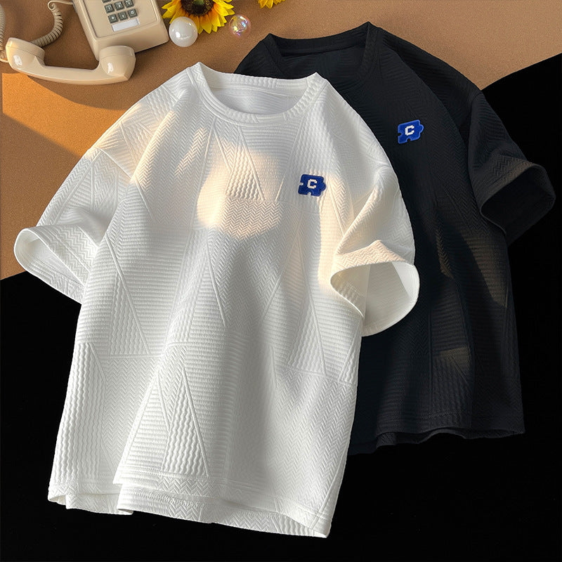 Heavy Short-sleeved T-shirt Men Trendy Brands Design Sense Niche Men's T-shirt Plus Size