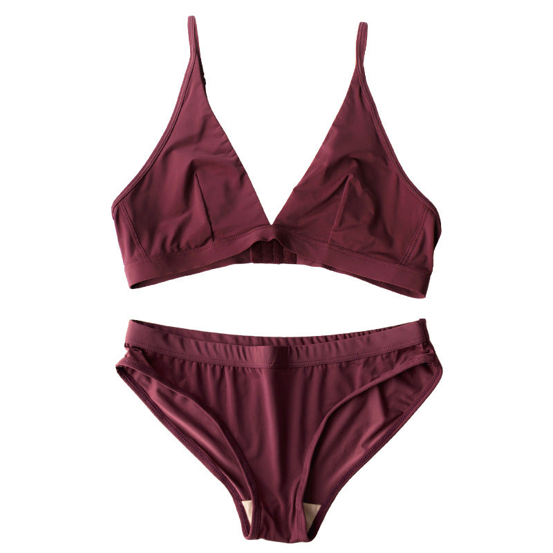 European And American Big Breasts Show Small Without Chest Pad Ice Silk French Lingerie Set