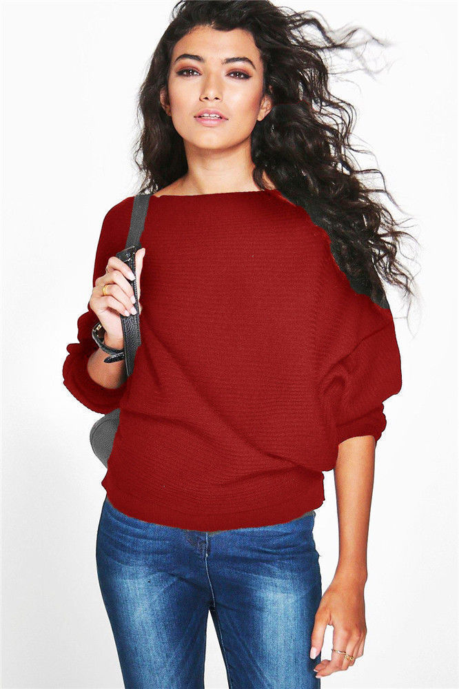 Bat sleeve knitted sweater