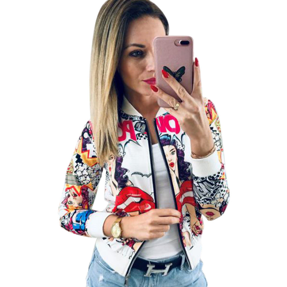 Baseball Zipper Digital Avatar Print Coat Jacket