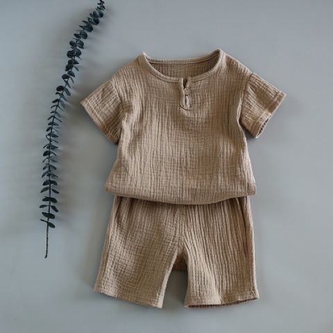 Baby Summer Cotton Soft Set Children Short Sleeve Shorts Two-Piece Set kids clothes Cotton and linen kids clothes boys