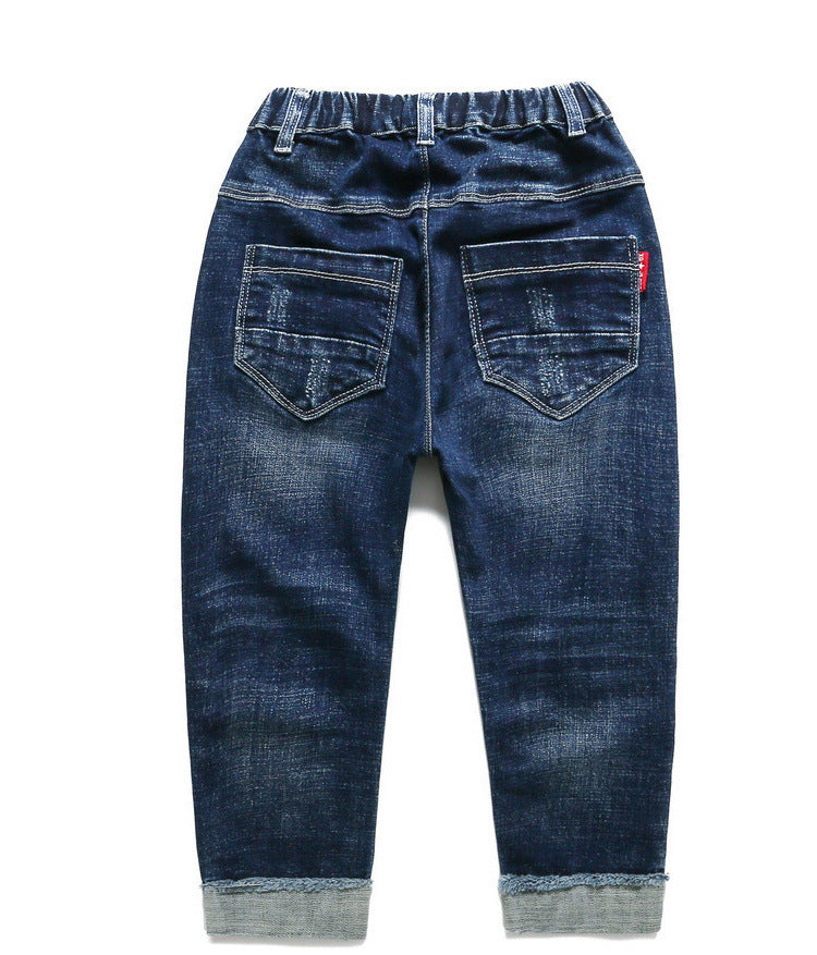 Kids Boys Jeans Baby Clothes Classic Pants Children Denim Clothing Boy Casual Bowboy Long Trousers 5-13Y