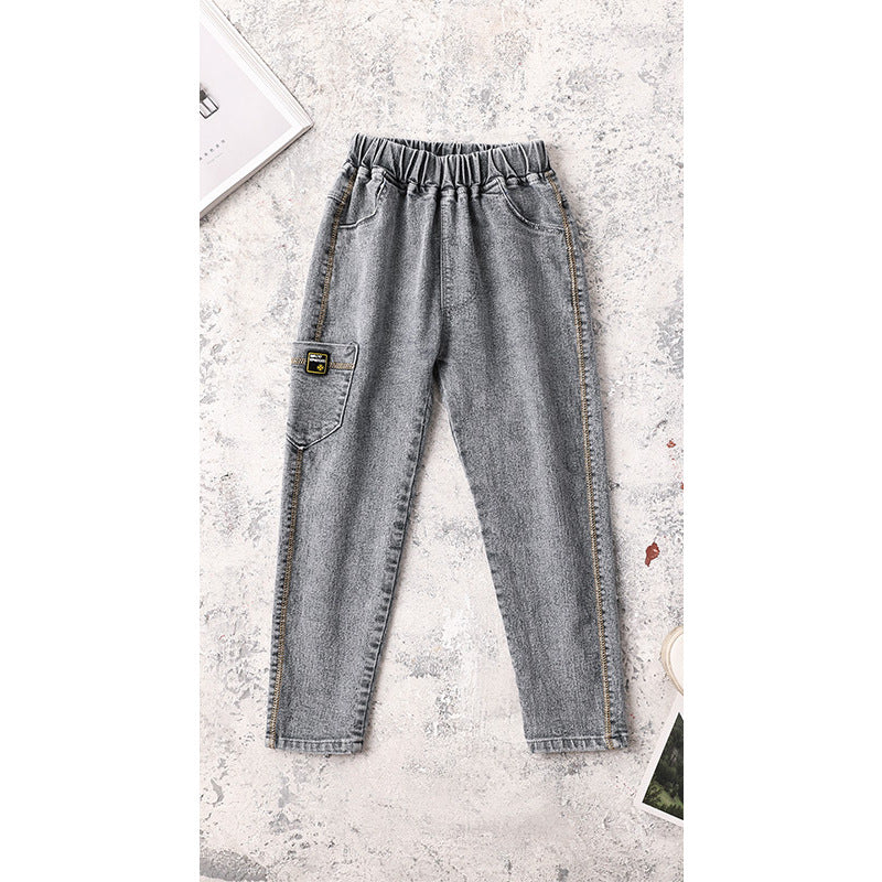 Kids Boys Jeans Baby Clothes Classic Pants Children Denim Clothing Boy Casual Bowboy Long Trousers 5-13Y
