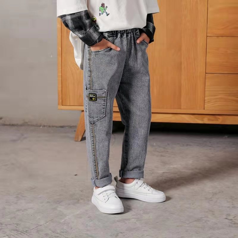 Kids Boys Jeans Baby Clothes Classic Pants Children Denim Clothing Boy Casual Bowboy Long Trousers 5-13Y