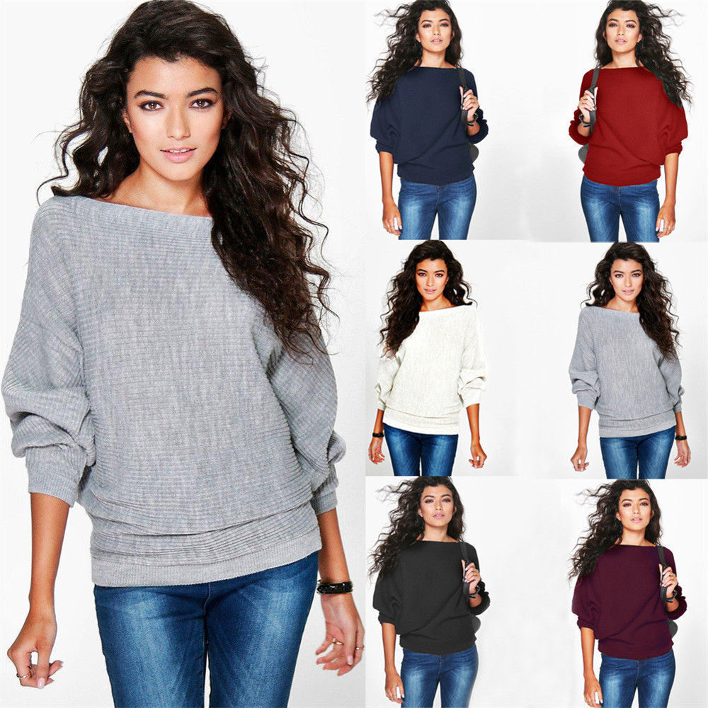 Bat sleeve knitted sweater