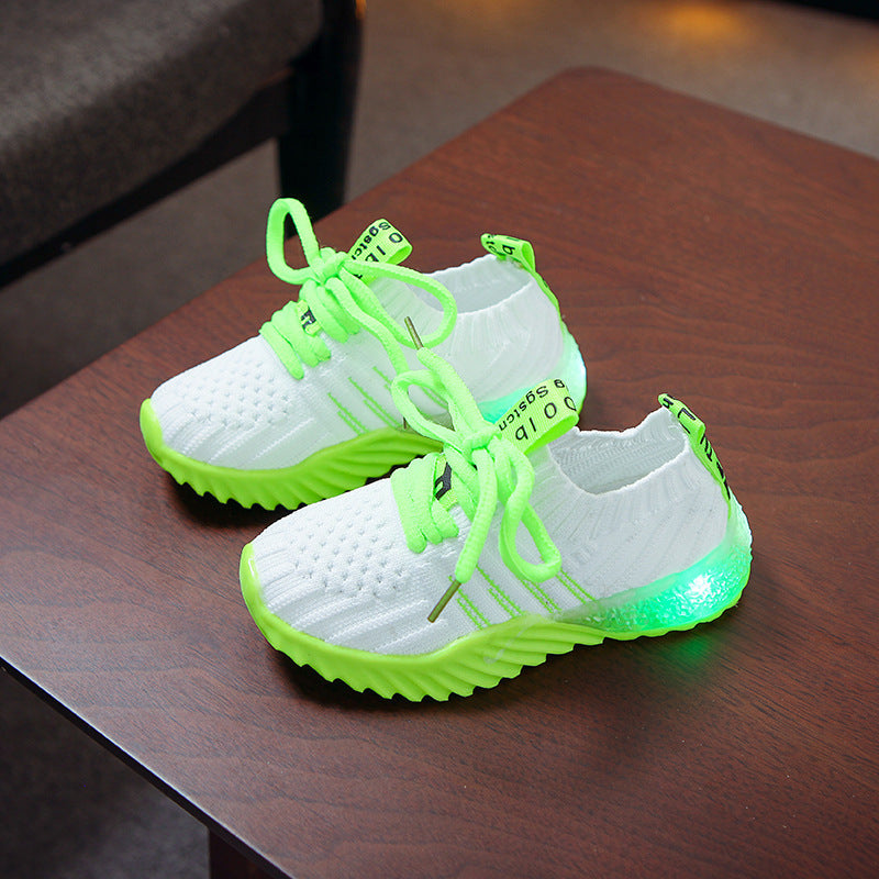 Boys and girls knitted surface candy glitter shoes