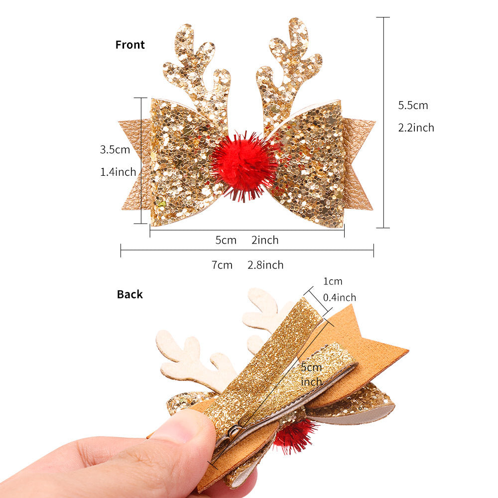European And American Children Christmas Antlers Barrettes