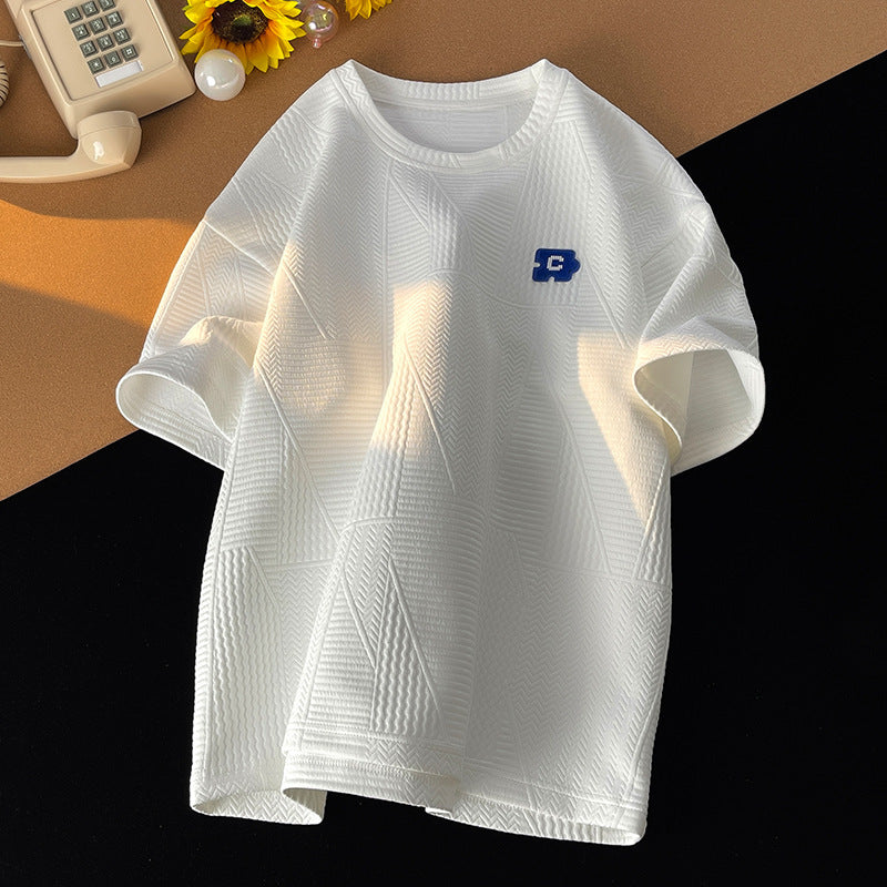 Heavy Short-sleeved T-shirt Men Trendy Brands Design Sense Niche Men's T-shirt Plus Size