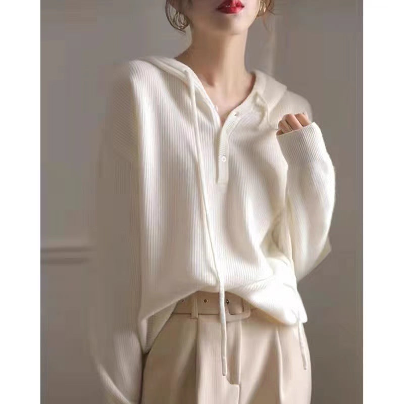 Lazy Classic Style V-neck Pure Wool Sweater
