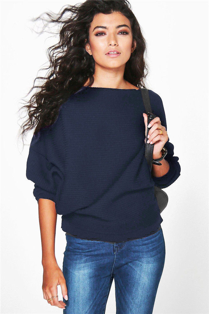 Bat sleeve knitted sweater