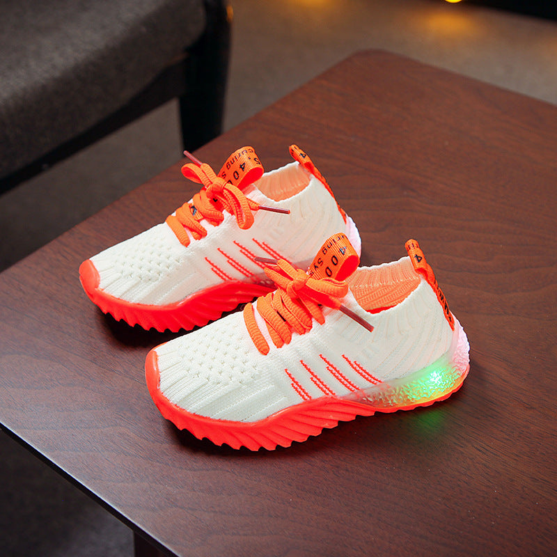 Boys and girls knitted surface candy glitter shoes