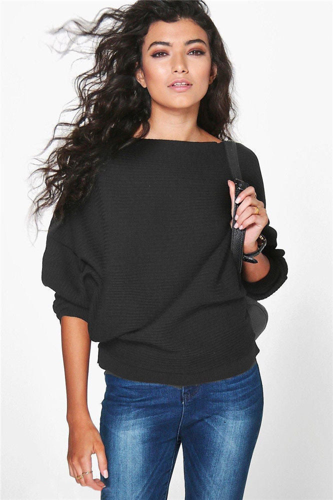 Bat sleeve knitted sweater