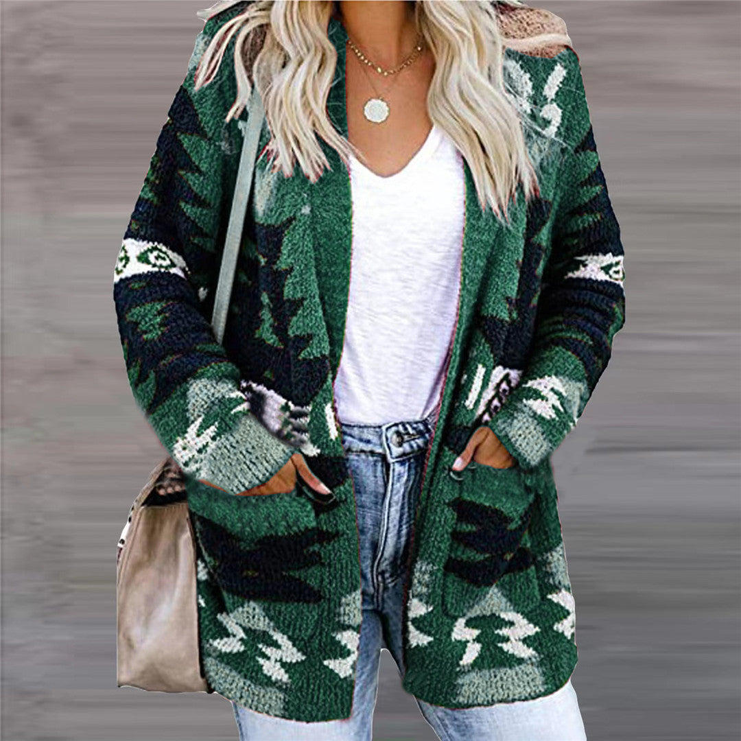 Loose Halloween Sweater Christmas Printed Knitted Cardigan