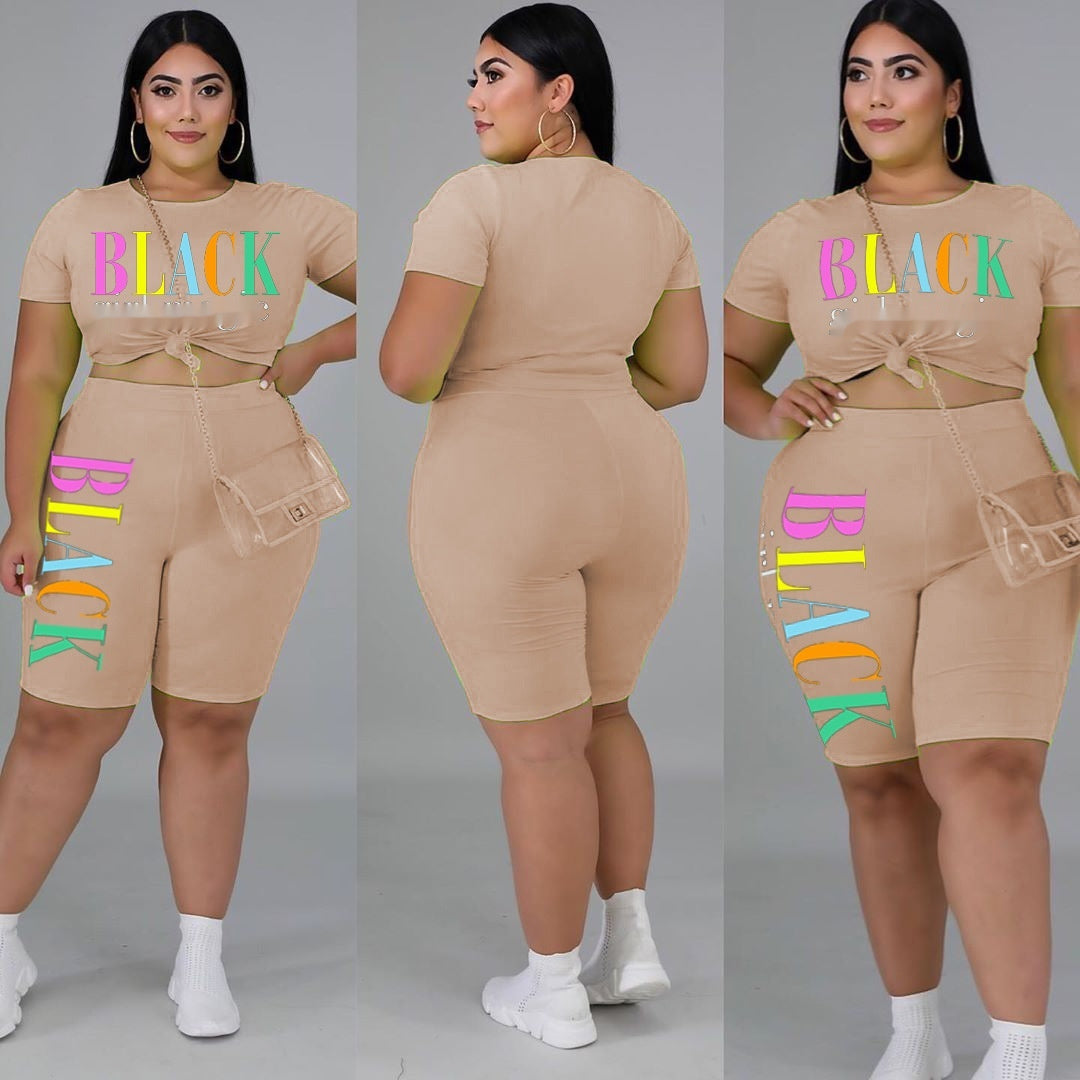 Letter Fashion Casual Plus Size Women's Clothing Suit