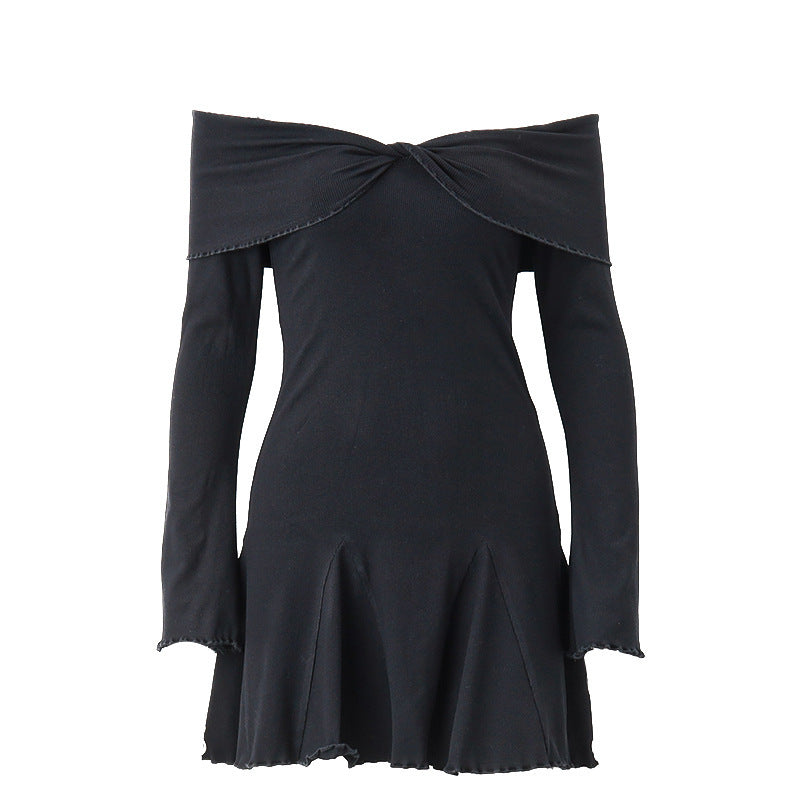 Slim Thread Off-shoulder Long Sleeve Dress