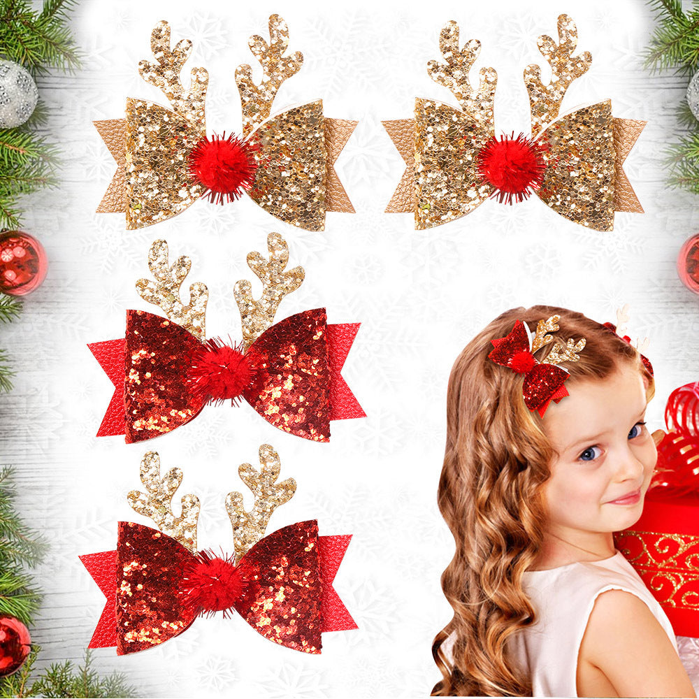 European And American Children Christmas Antlers Barrettes