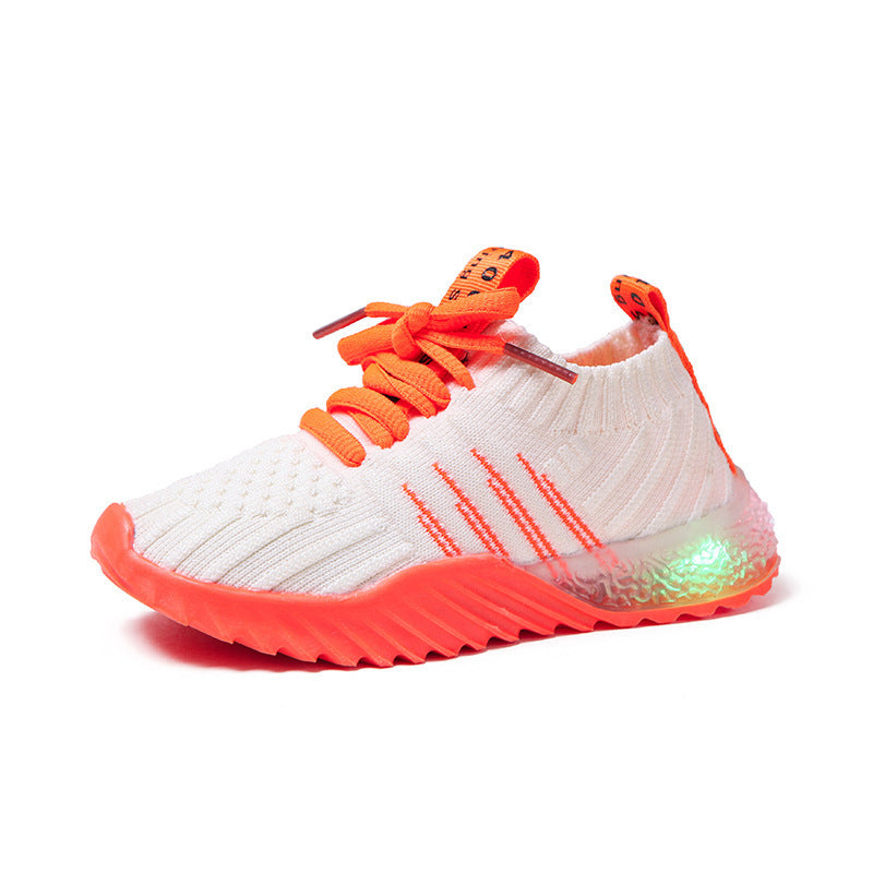 Boys and girls knitted surface candy glitter shoes