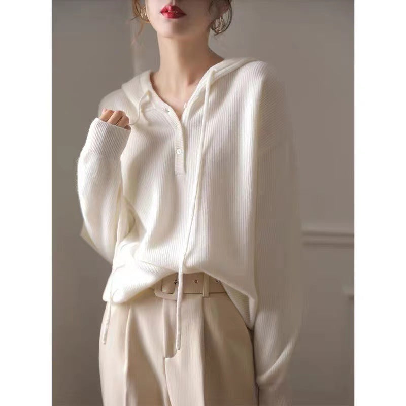 Lazy Classic Style V-neck Pure Wool Sweater