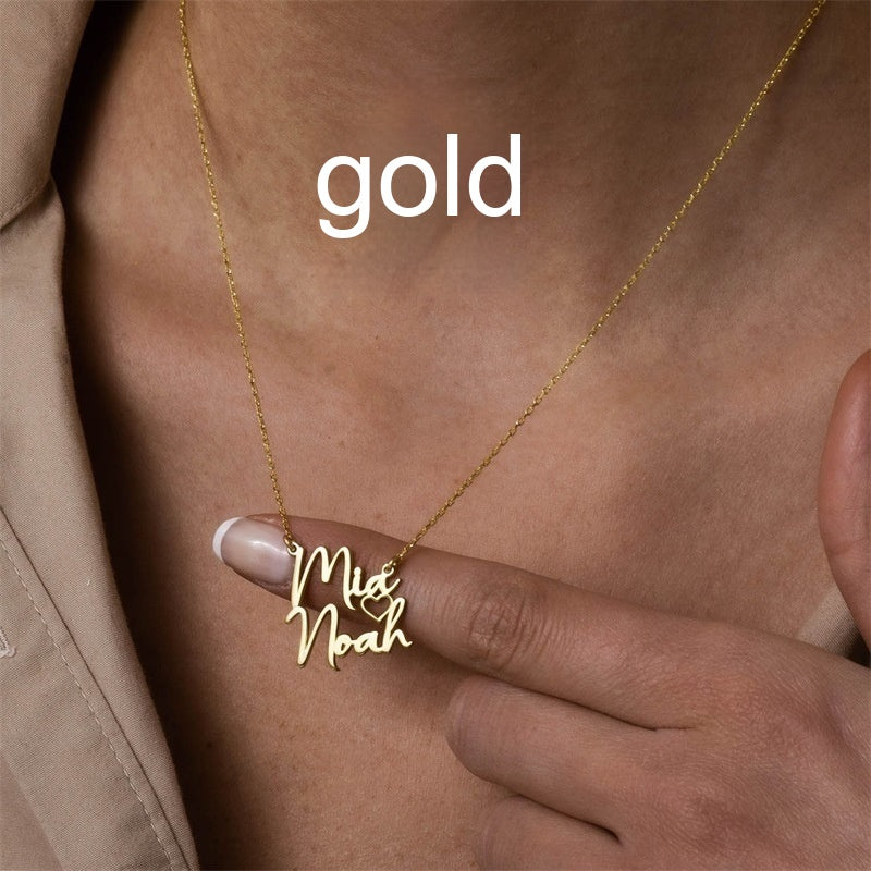 DIY Double Name Letter Stainless Steel Necklace