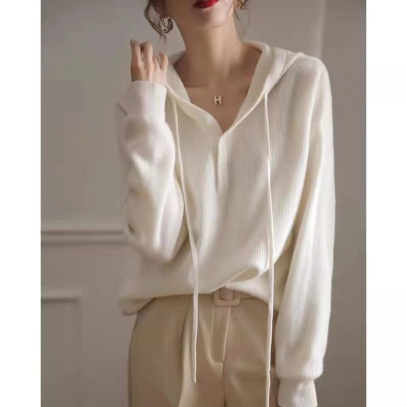 Lazy Classic Style V-neck Pure Wool Sweater