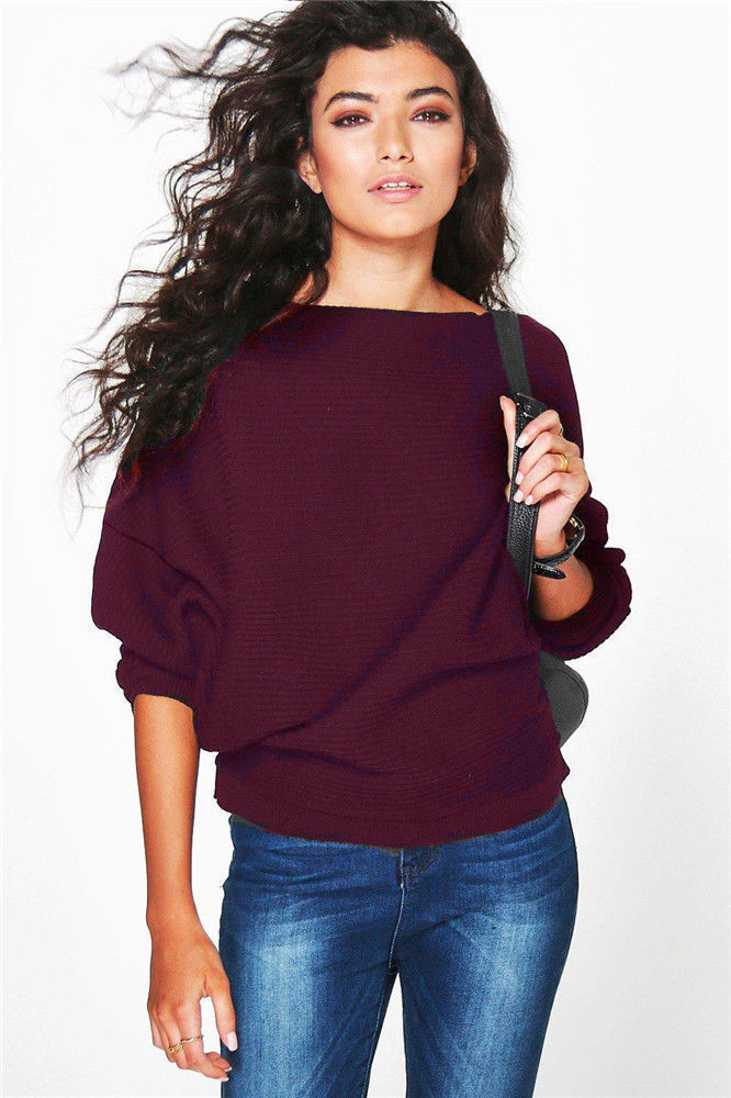 Bat sleeve knitted sweater