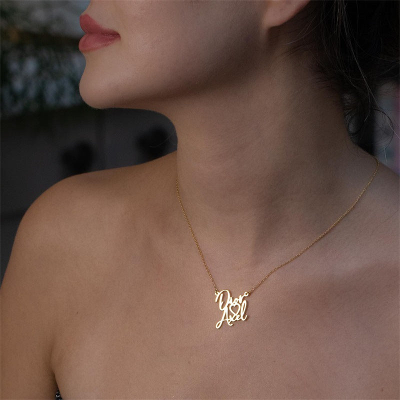DIY Double Name Letter Stainless Steel Necklace