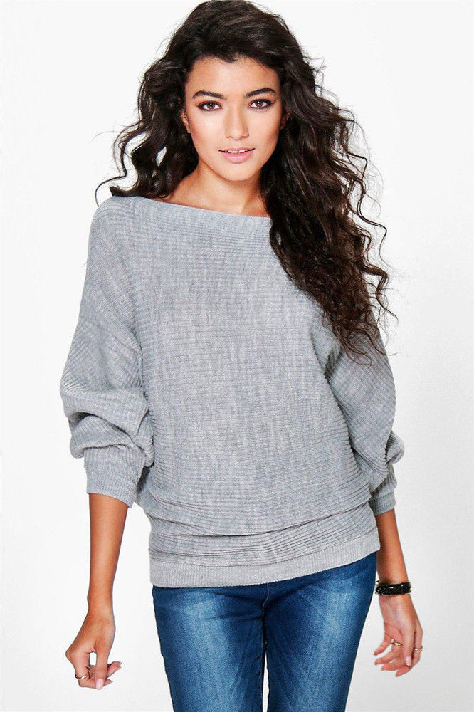 Bat sleeve knitted sweater