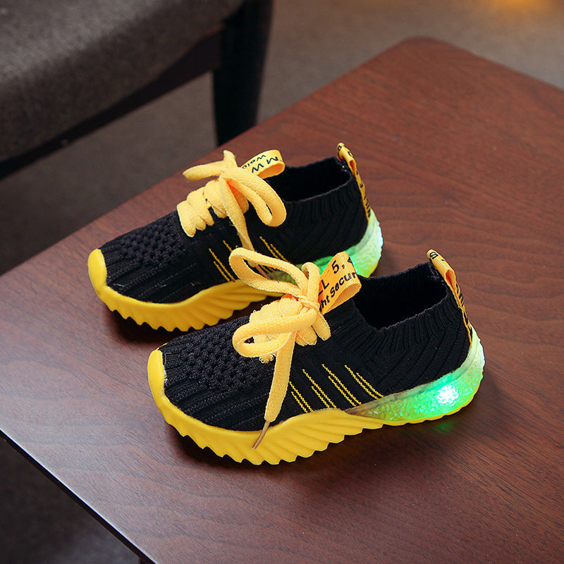 Boys and girls knitted surface candy glitter shoes