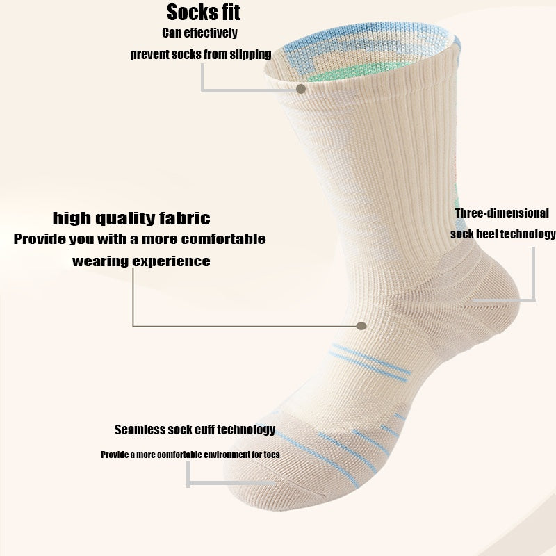 3 Pairs Men Compression Running Socks Crew Athletic Hiking Wicking Anti Blister Cushioned Anti-odor And Breathable For Running Hiking Cycling
