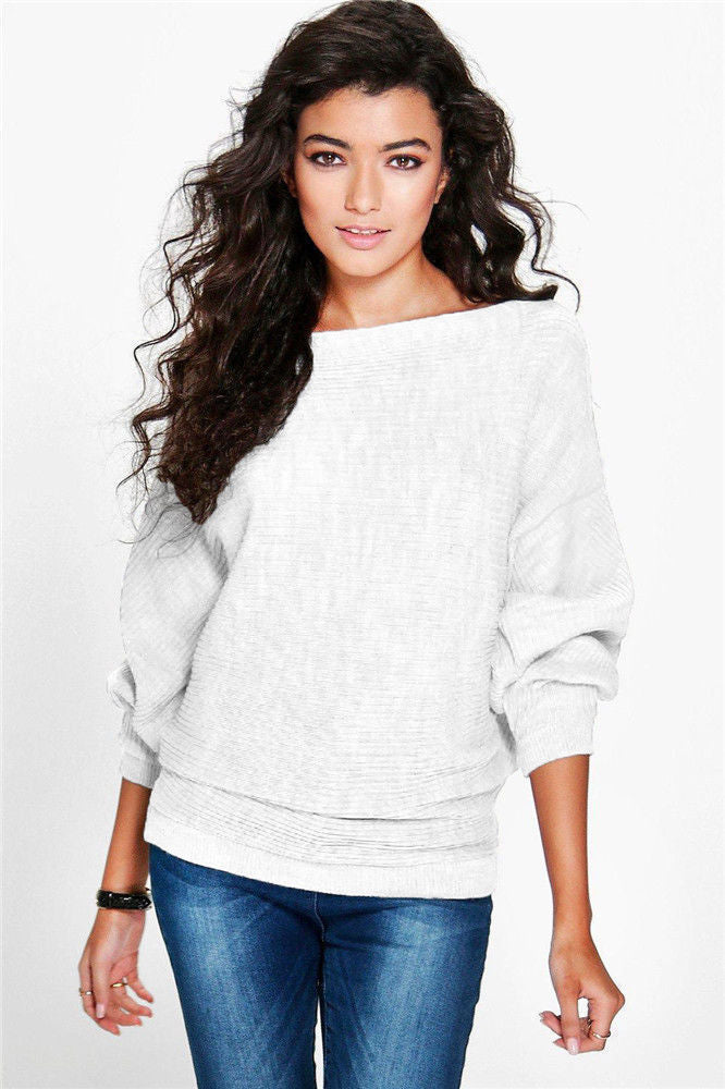 Bat sleeve knitted sweater