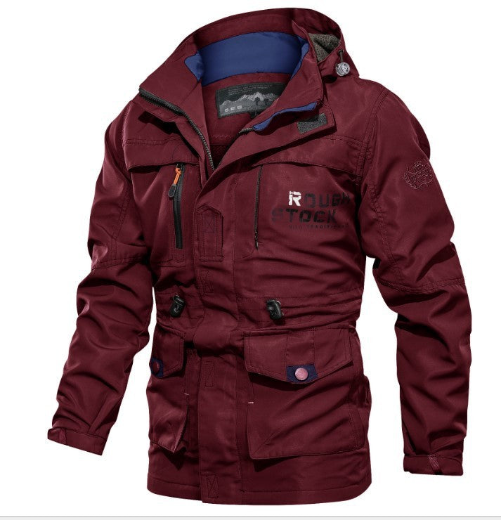 Men's Medium To Long Casual Outdoor Hooded Plus Size Jacket