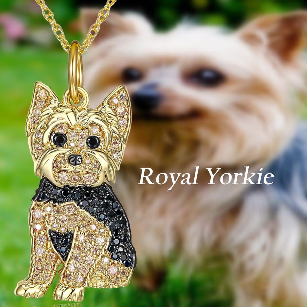 Cute Yorkshire Dog Pendant Zinc Alloy Die Casting Necklace