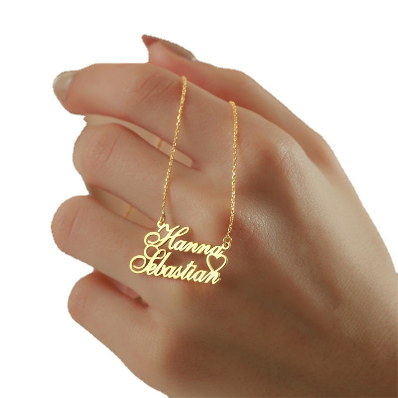 DIY Double Name Letter Stainless Steel Necklace