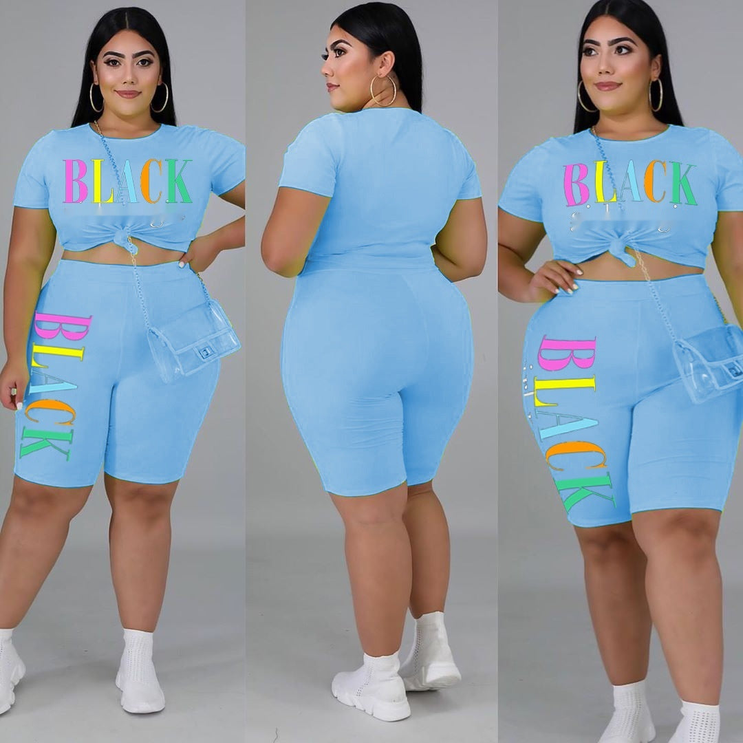 Letter Fashion Casual Plus Size Women's Clothing Suit