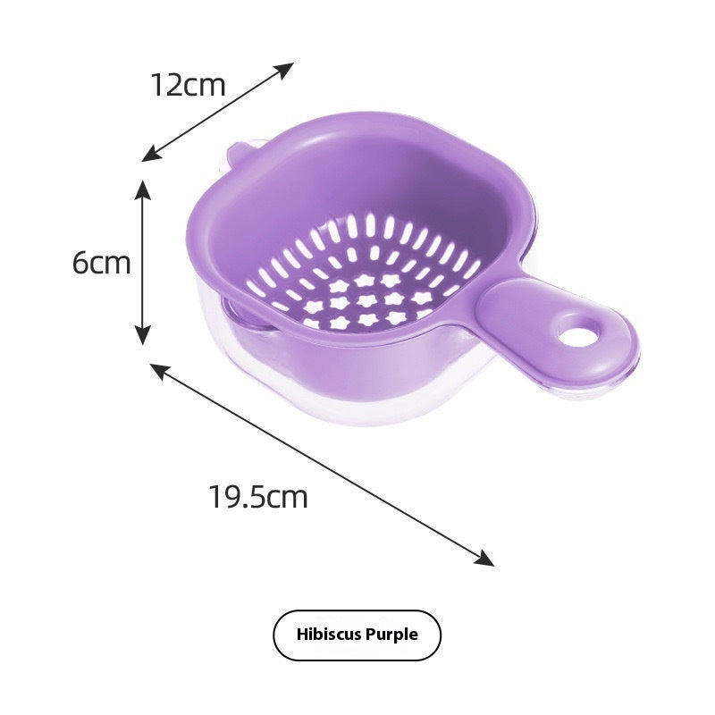 Double Drain Basket With Handle Kitchen Fruit Washing And Vegetable Washing Artifact Living Room Fruit Basket