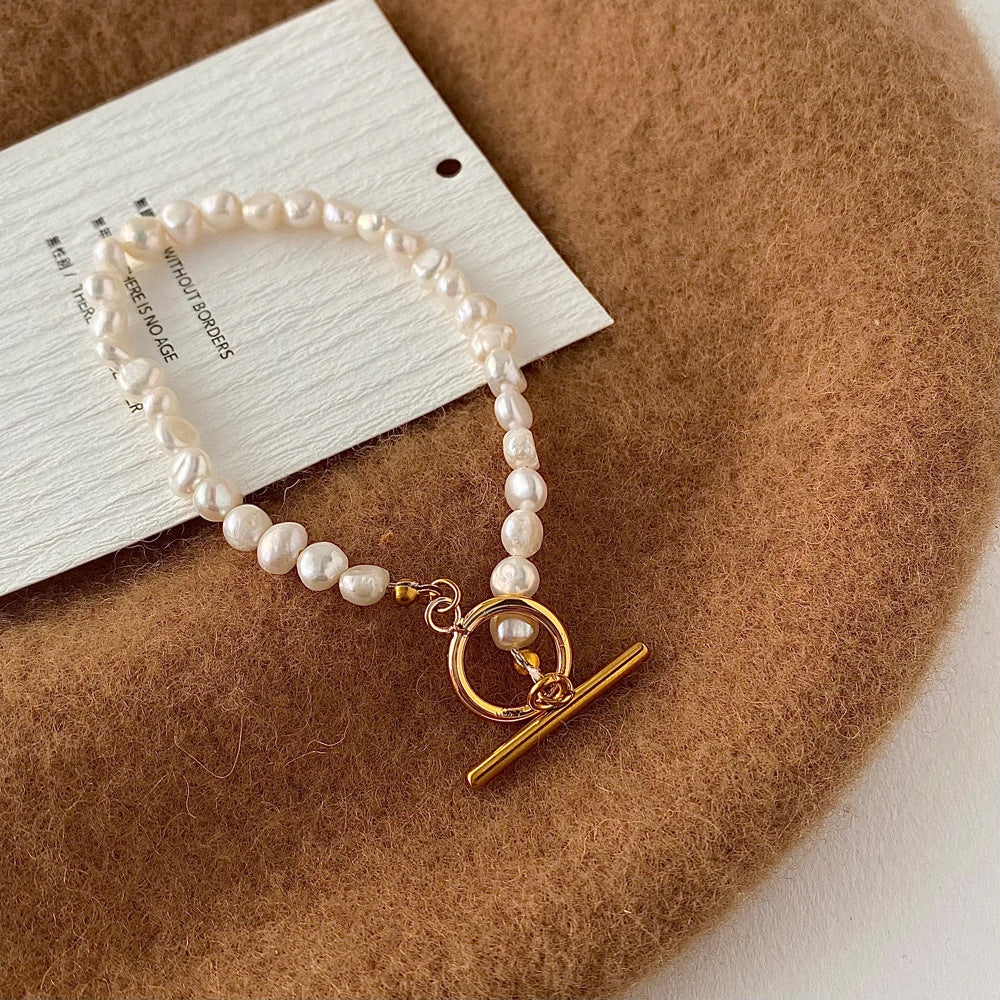 Natural Shaped Freshwater Pearl OT Buckle Stainless Steel Necklace Bracelet