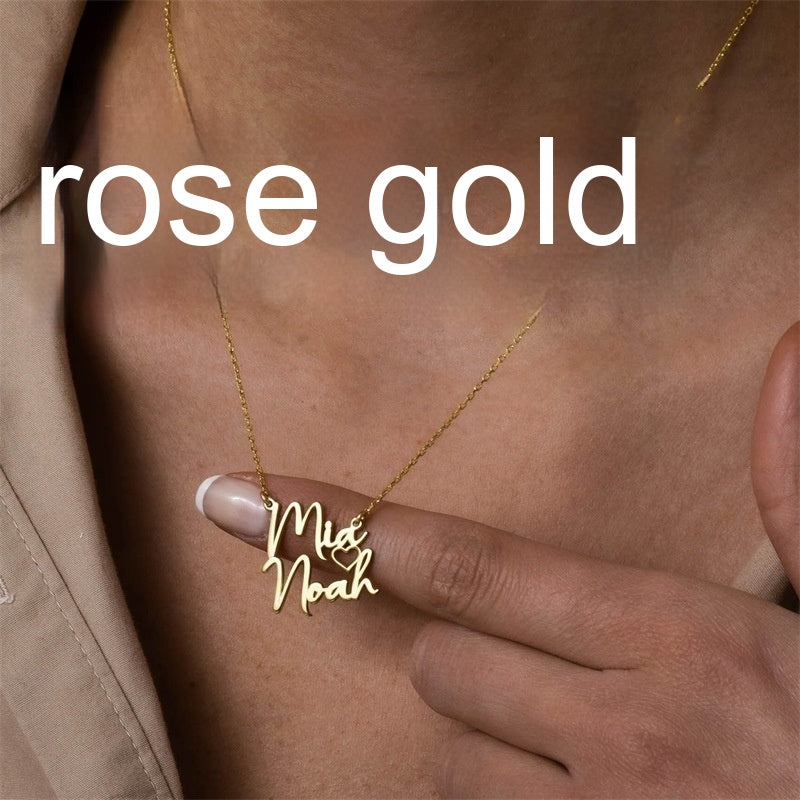 DIY Double Name Letter Stainless Steel Necklace