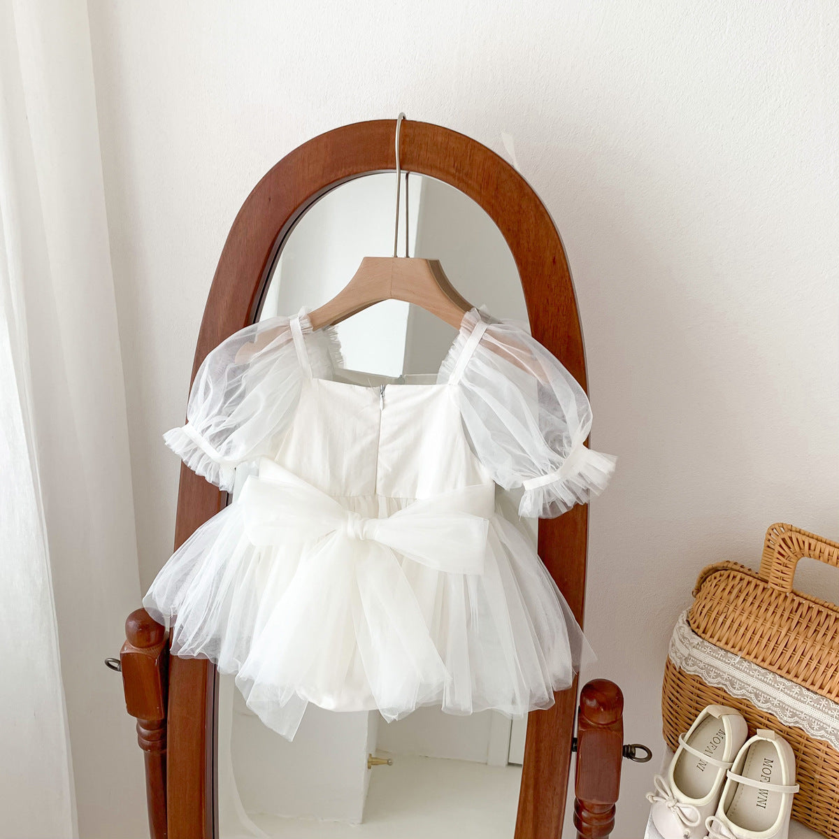 Summer Baby Puff Sleeve Onesie Baby Girl Big Bow
