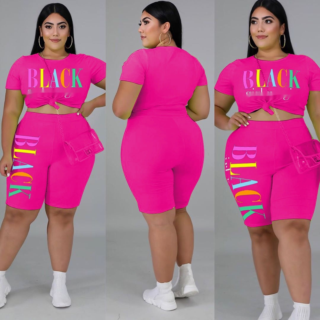 Letter Fashion Casual Plus Size Women's Clothing Suit