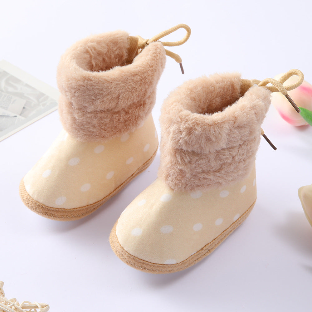 Polka Dot Fur Boots Newborn Baby Shoes