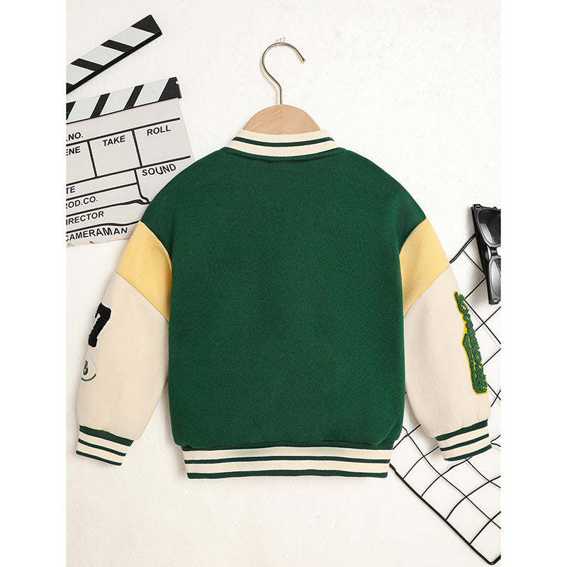 Toddler Kids Girls Boy's Trendy Embroidery Letters Print Jacket Baseball Collar Sports Casual Coat Children's Wear