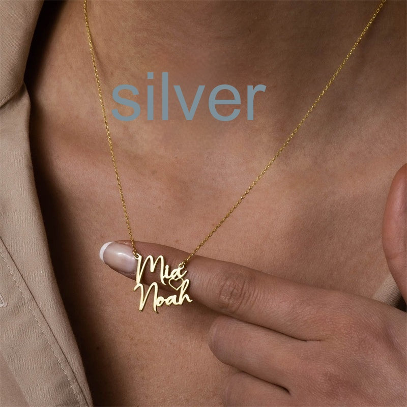 DIY Double Name Letter Stainless Steel Necklace