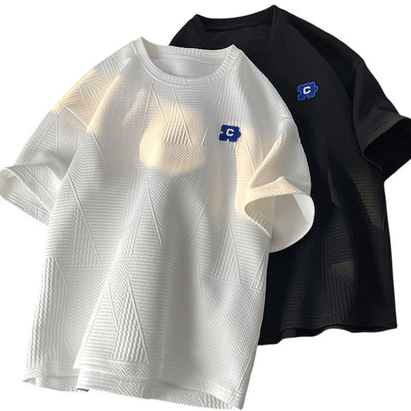 Heavy Short-sleeved T-shirt Men Trendy Brands Design Sense Niche Men's T-shirt Plus Size