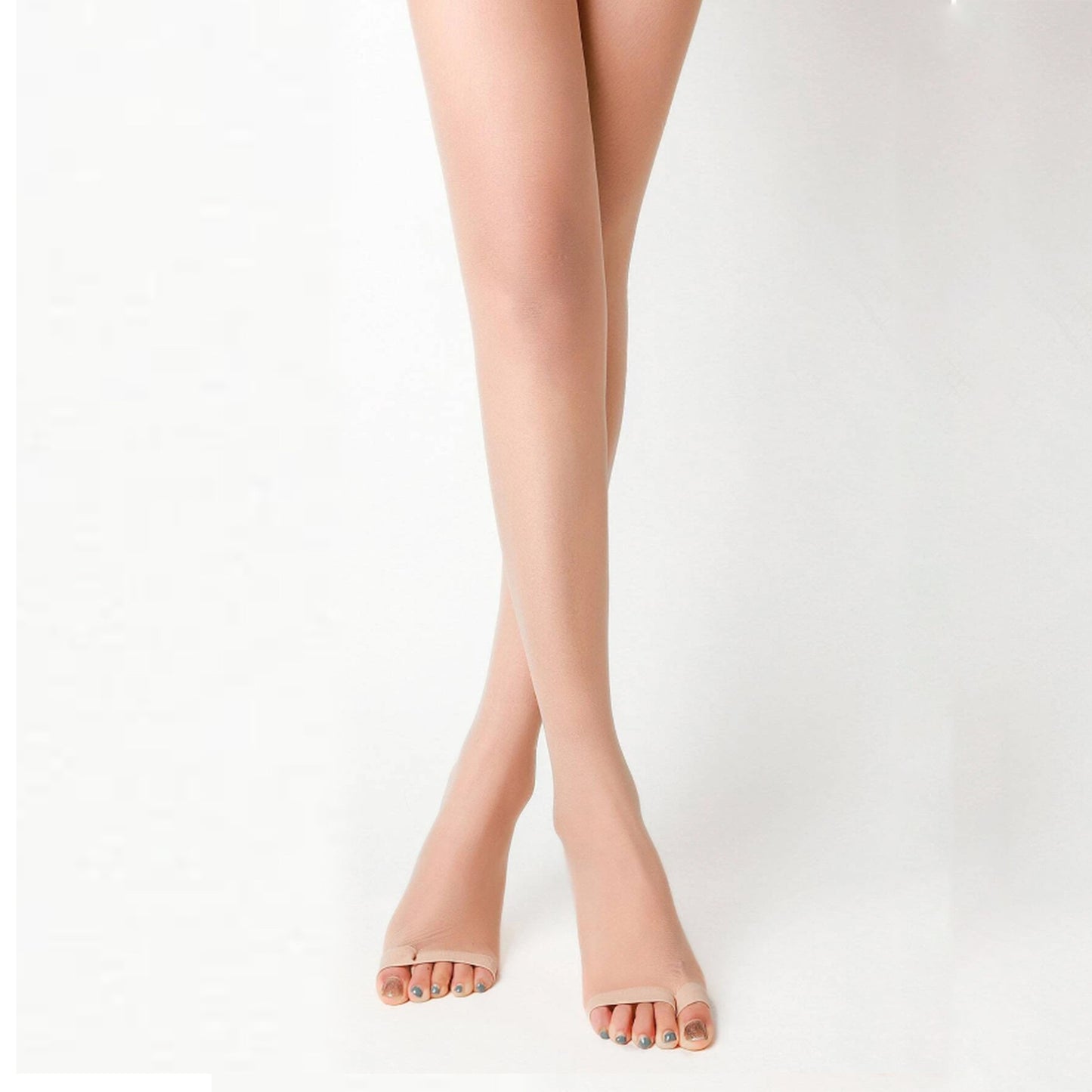 3 Pairs Womens 20D Ultra Toeless Sheer Tights Open Toe Control Top Pantyhose