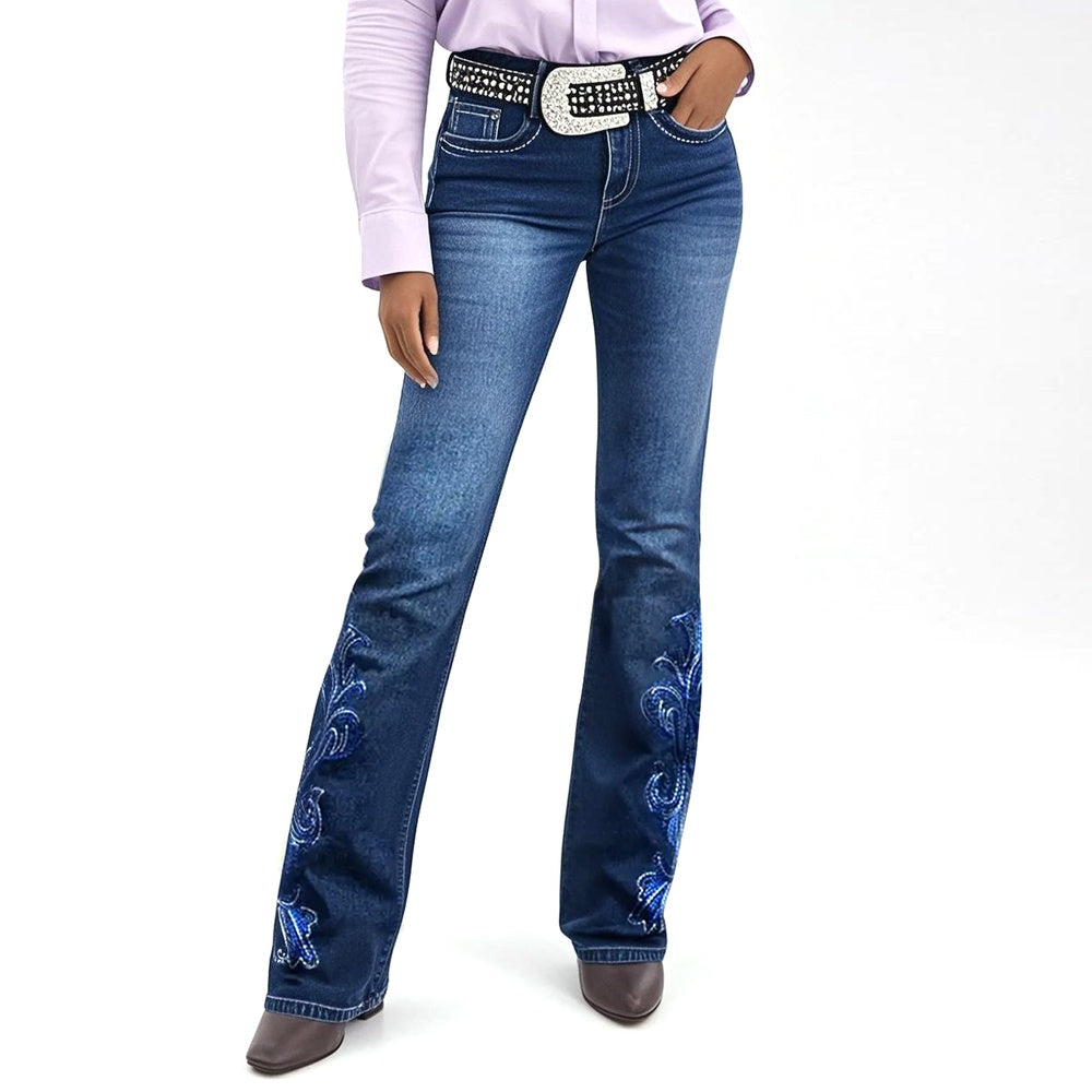 Sculpt Your Curves With Our Butt-Lifting Bootcut Jeans Our Mid-Rise Bootcut Features Intricate Statement Embroidery Down The Leg And On The Pockets. Perfect Vaquera Vibe Forbidden Platform - Temu