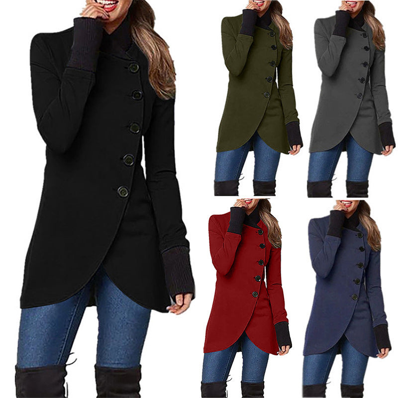 Single-breasted Panelled Hem Slit Long-sleeved Jacket – Lionhead family ...