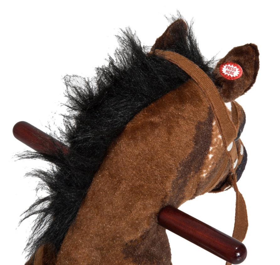 Rocking Horse Kids Plush Ride-On Toy Nursery Rhyme Music 18-36 Months Light Brown White Perfect Gift For Toddlers